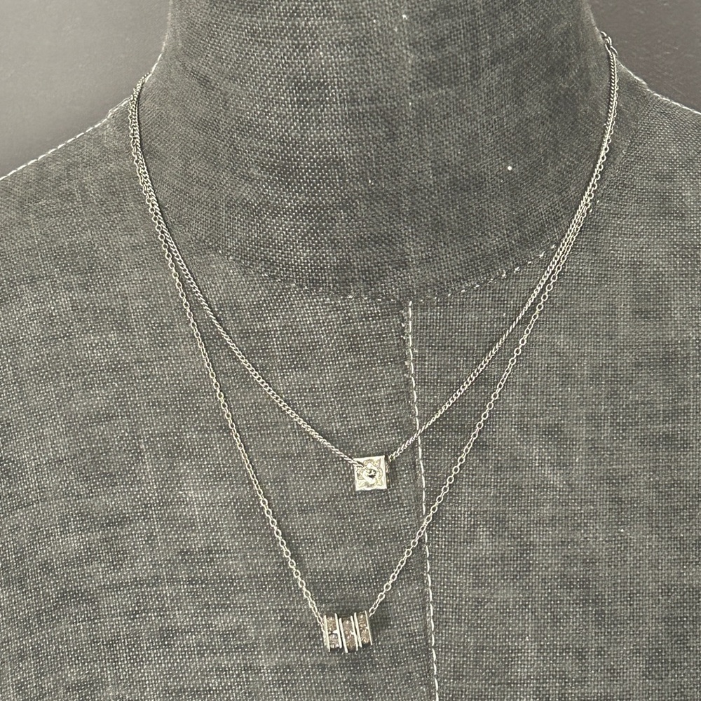 Silver Layered Necklace Set